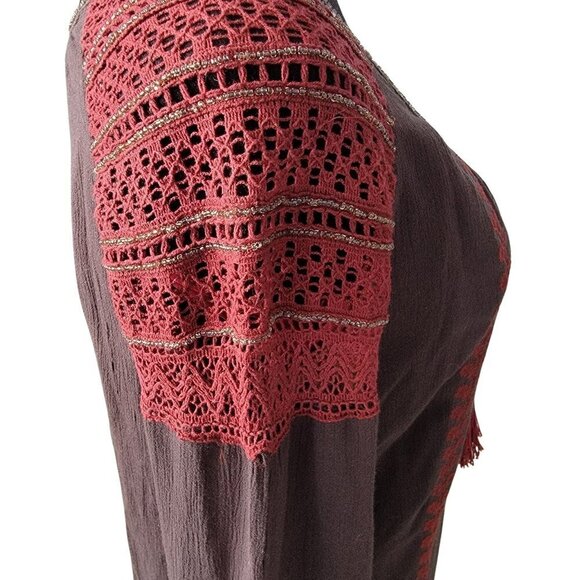 Free People Oversized Boho Crochet Lace Tunic Dress GB975119105 Size Small - Picture 6 of 13